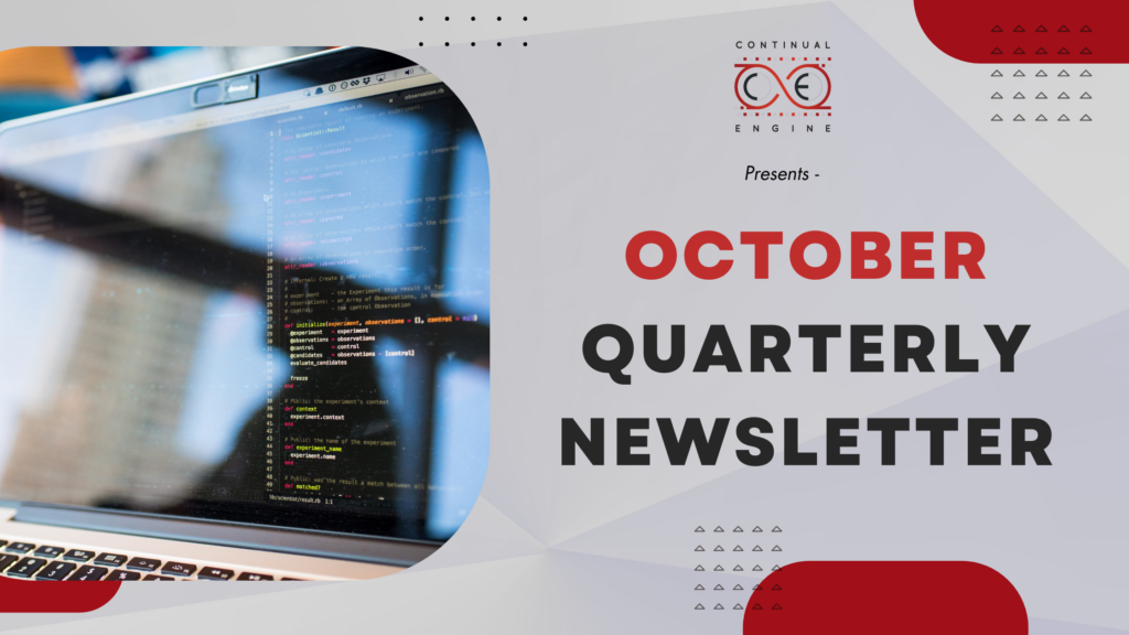 This is a creative which says October Quarterly Newsletter.