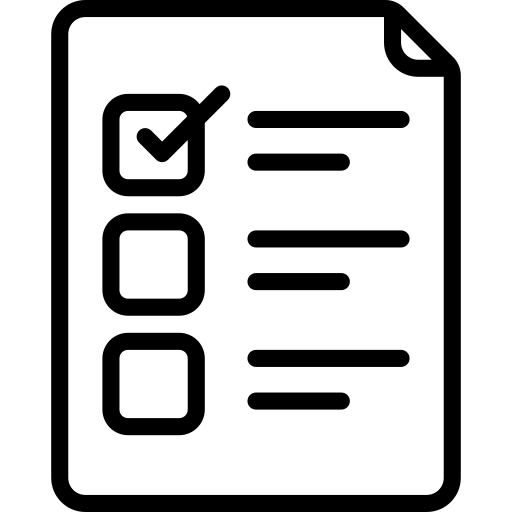 Checklist document with one tick mark